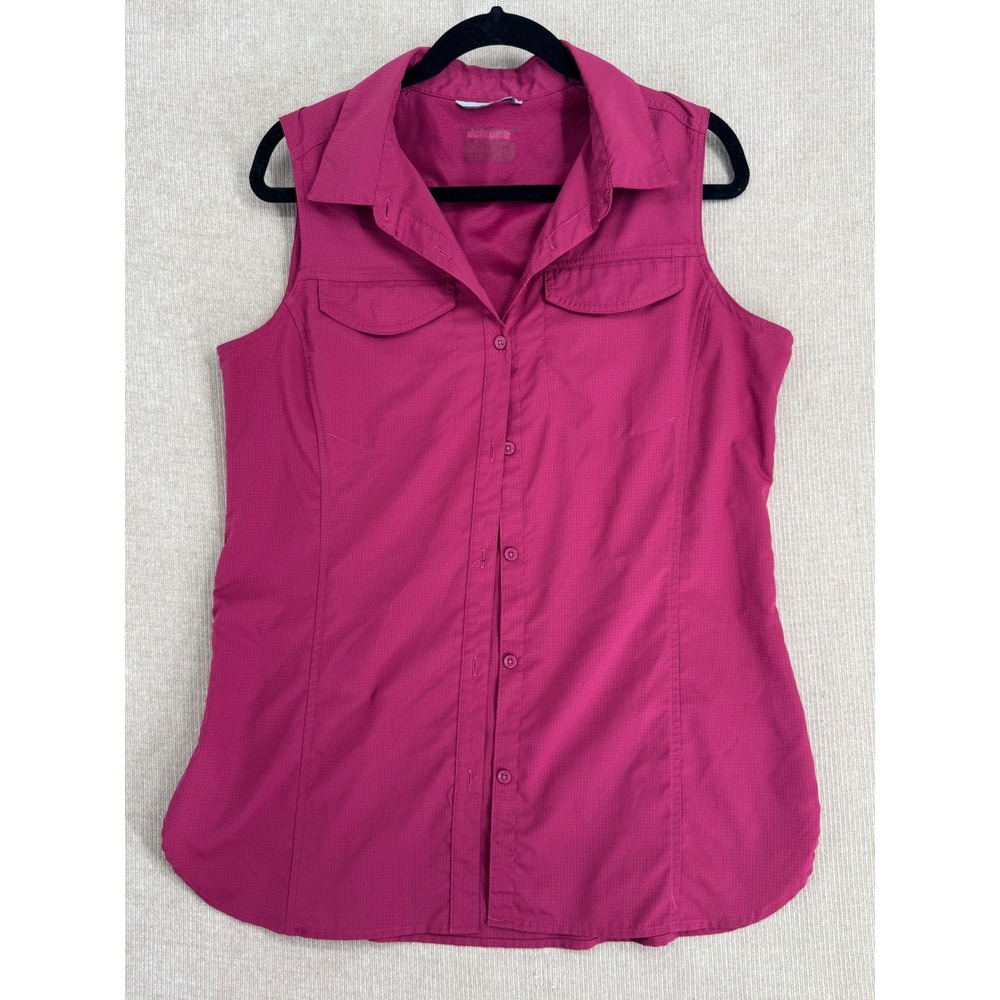 Columbia PFG Womens Pink Sleeveless Ripstop Hiking Fishing Shirt AL2684 Medium